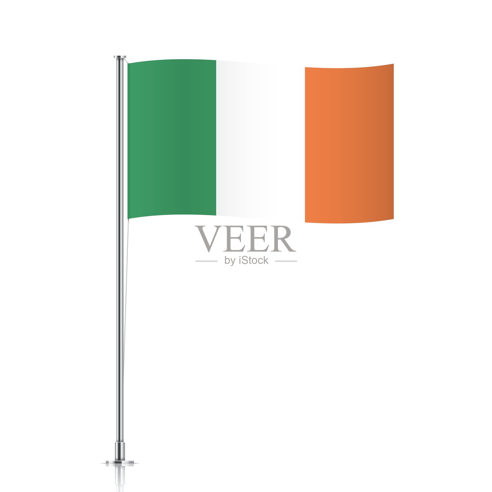 金属杆上飘扬的爱尔兰国旗设计元素图片