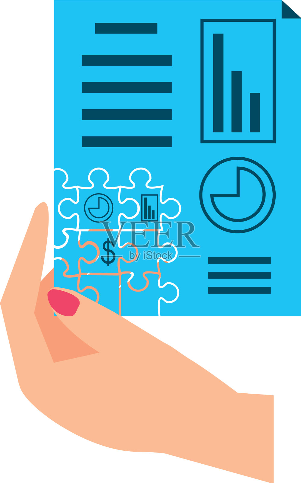 手与拼图碎片的形状文件设计元素图片