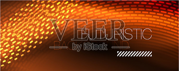 发光粒子在黑暗的霓虹空间魔术插画图片素材