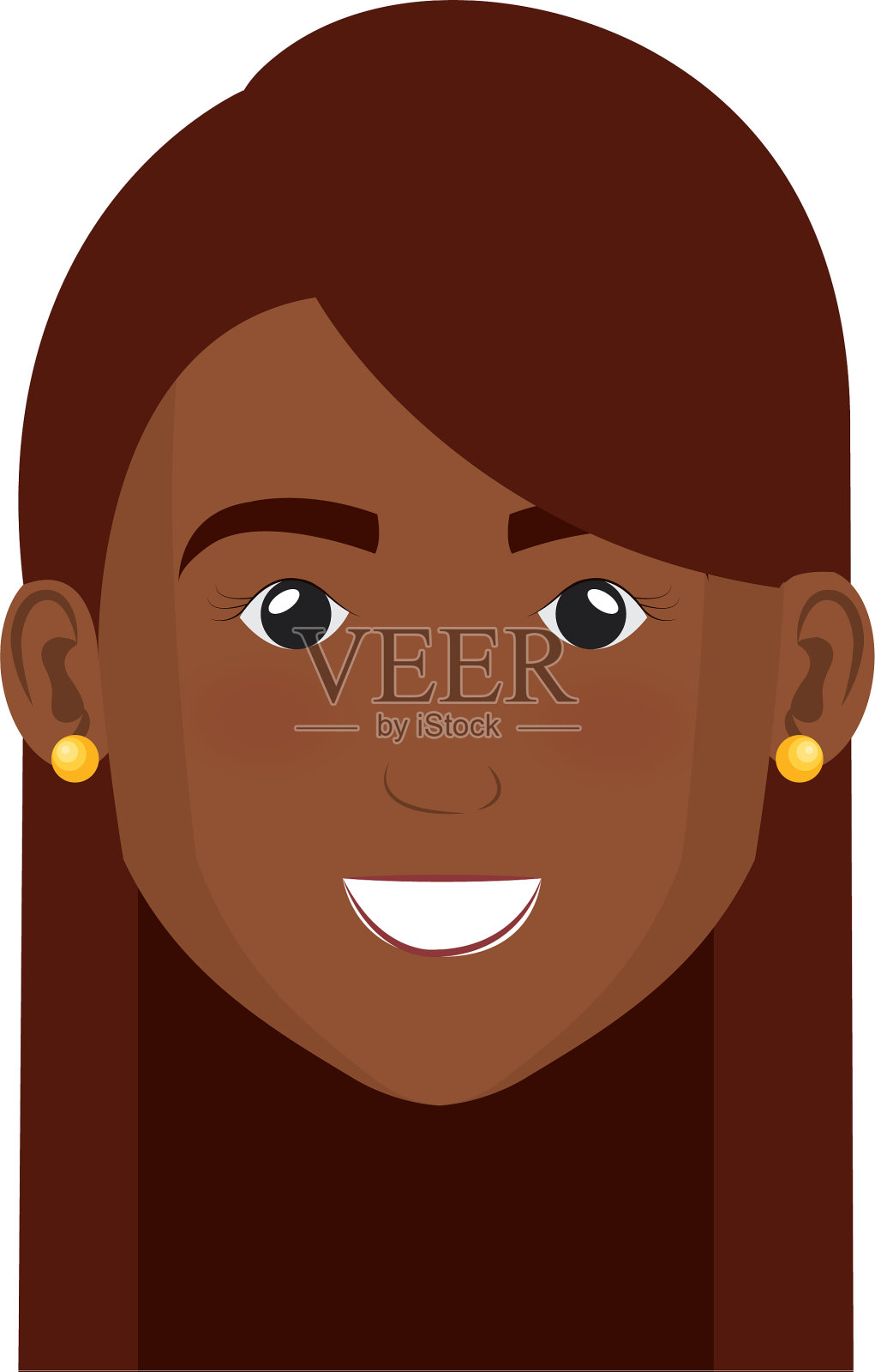 黑美人和少妇头插画图片素材