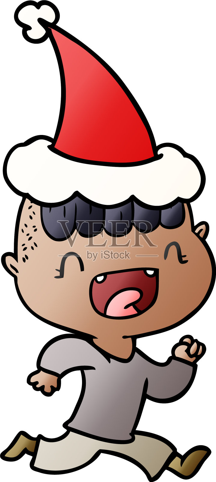 梯度卡通的一个快乐的男孩笑和设计元素图片