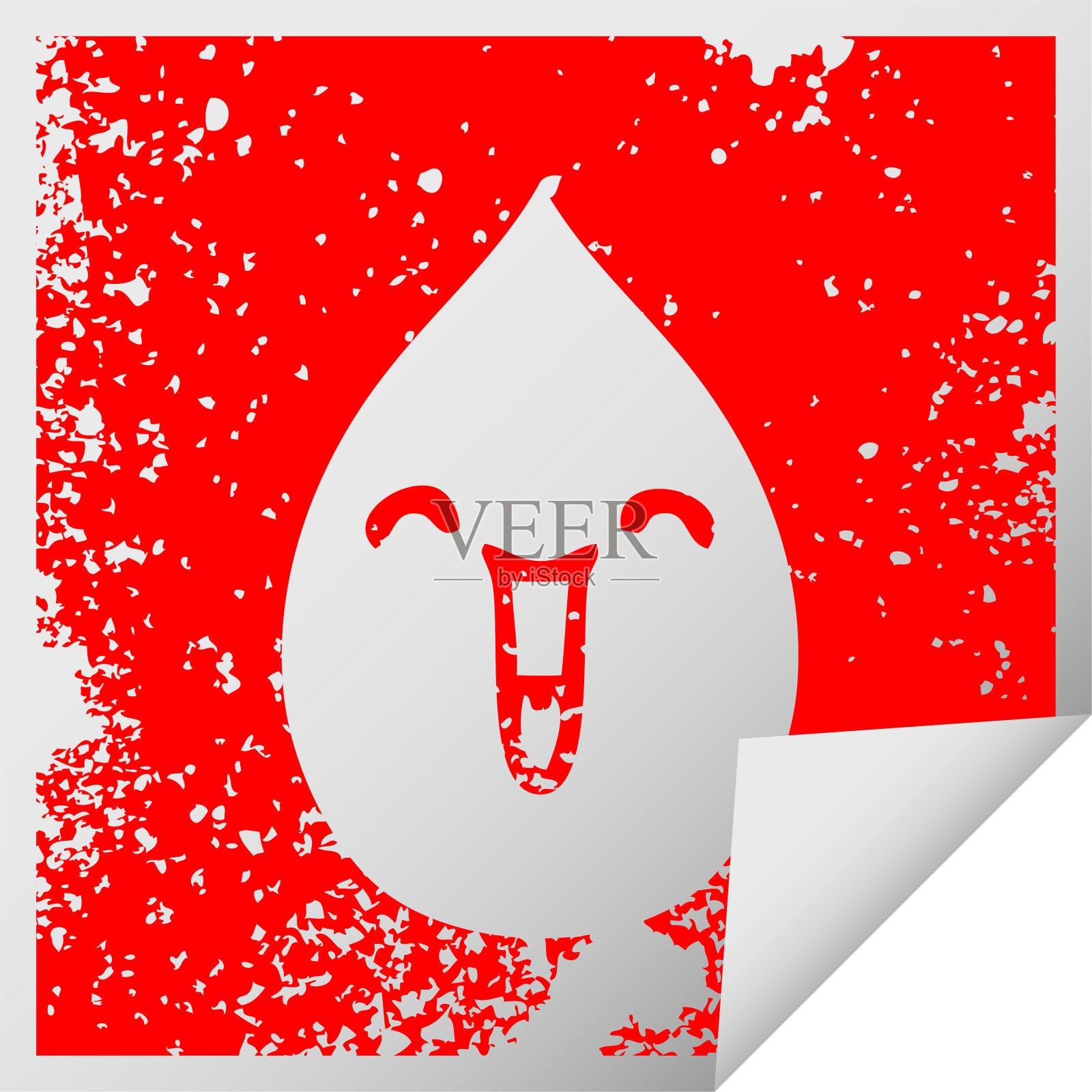 古怪心疼的方形剥落贴纸象征插画图片素材