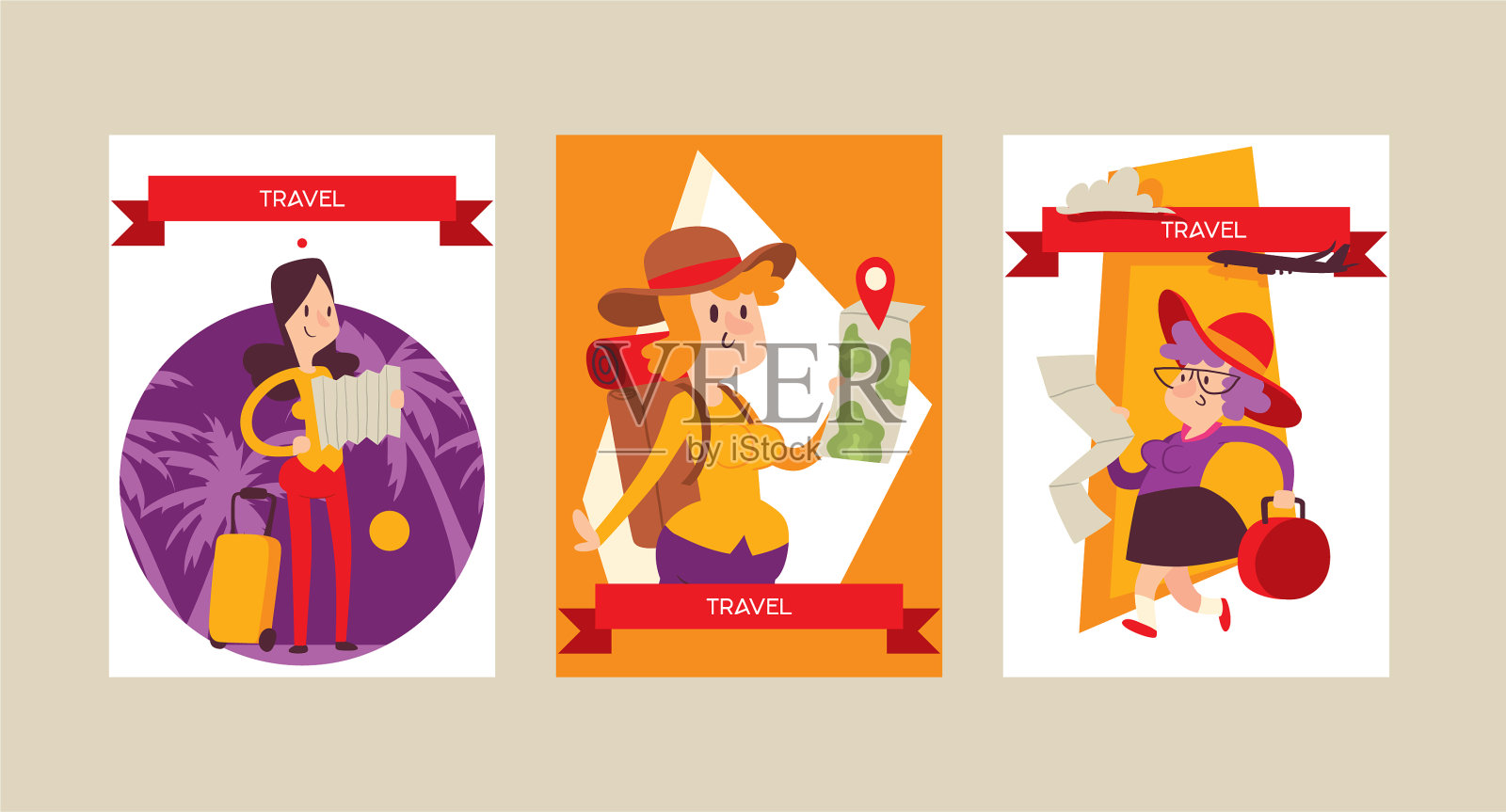 旅游的人旅游的女人插画图片素材