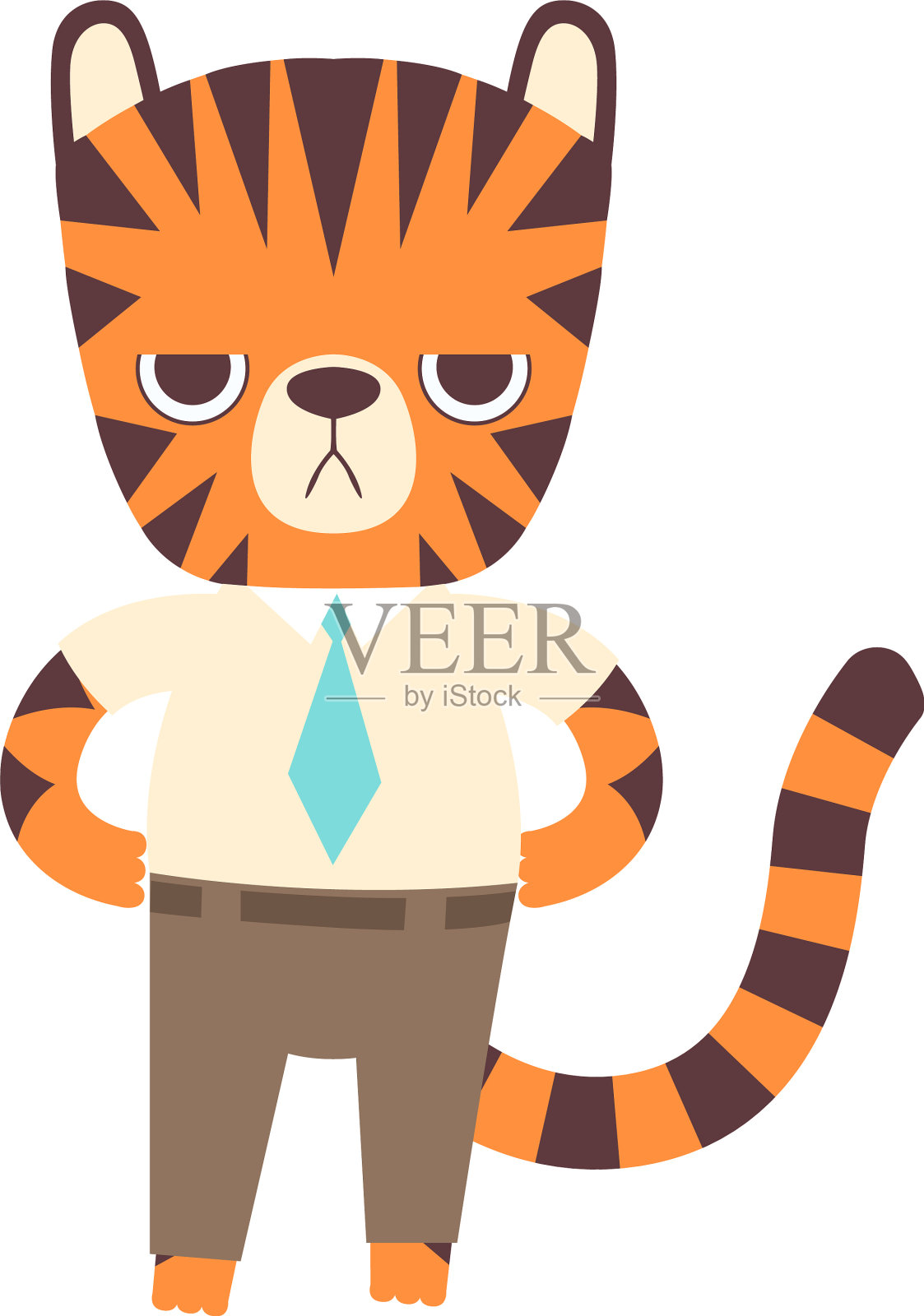 可爱的小老虎商人自信地站着设计元素图片