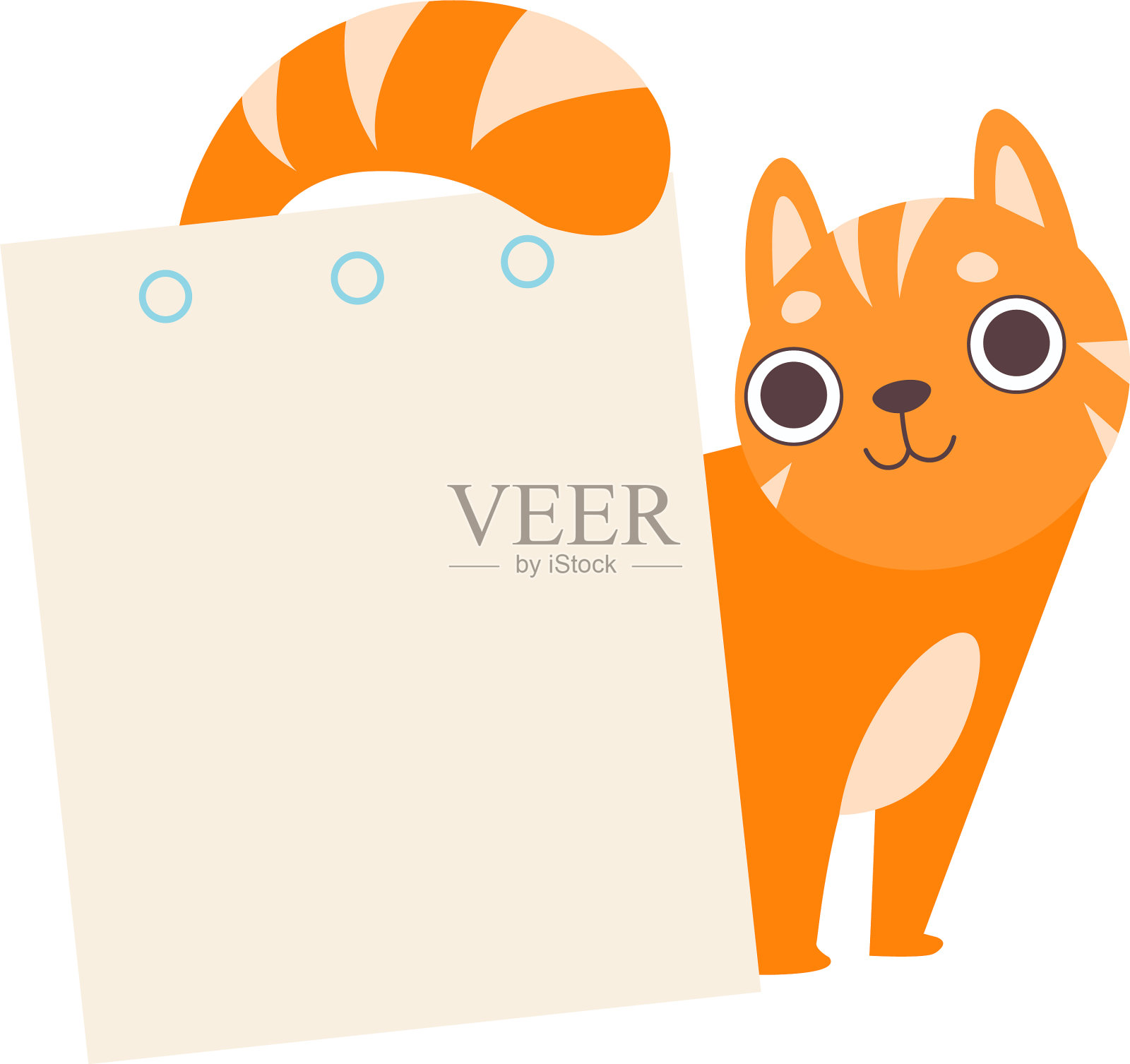 可爱的红猫与空纸可爱设计元素图片