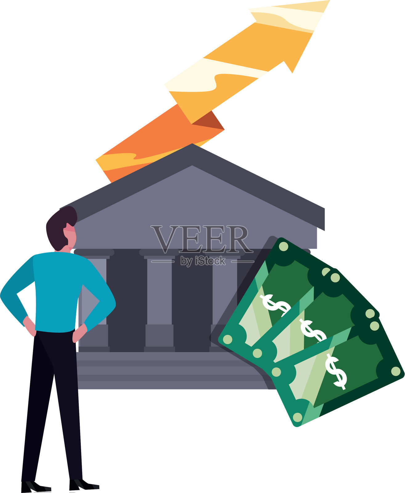 商人的钱银行插画图片素材
