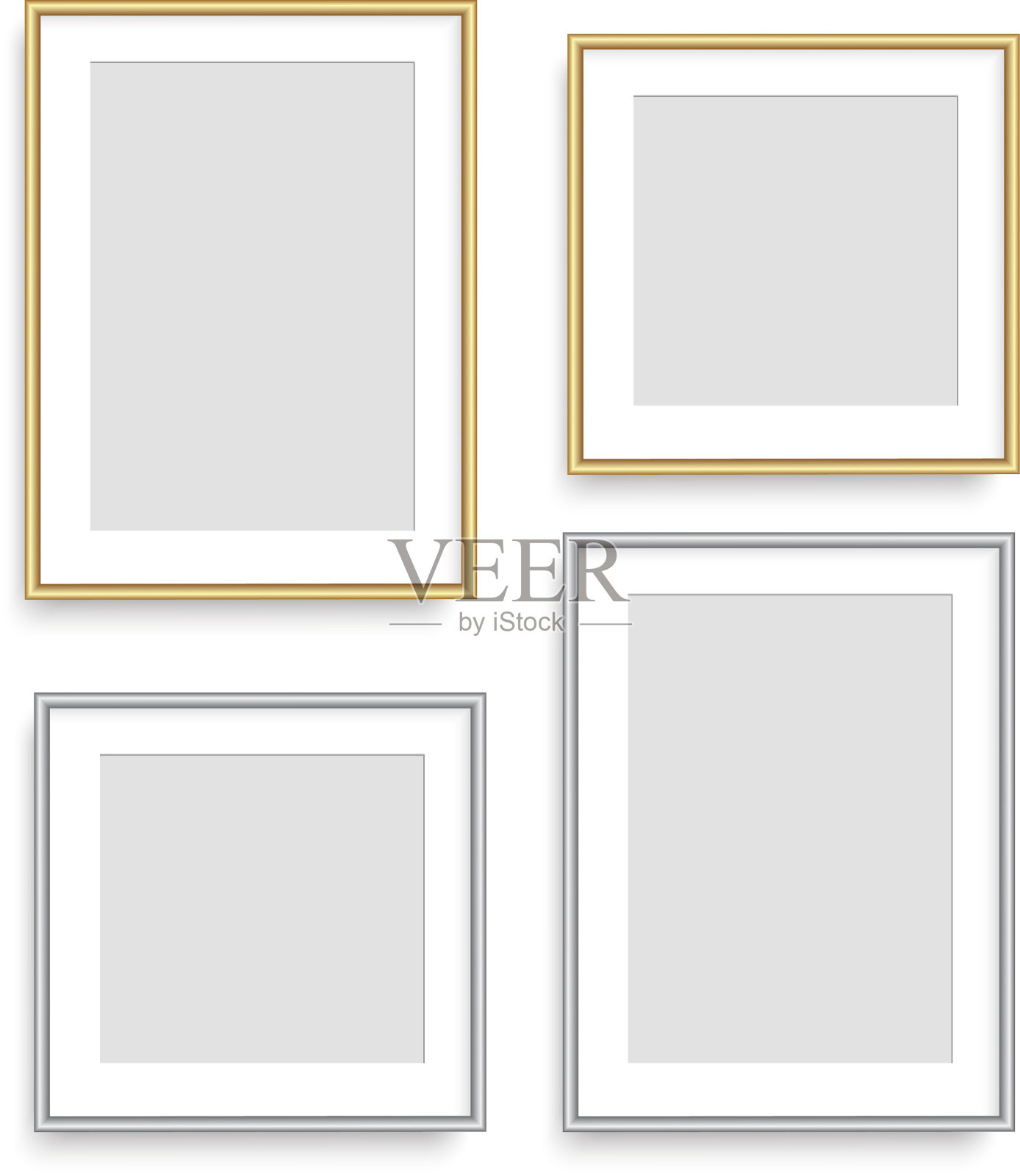 现实的银色和金色的方形相框插画图片素材