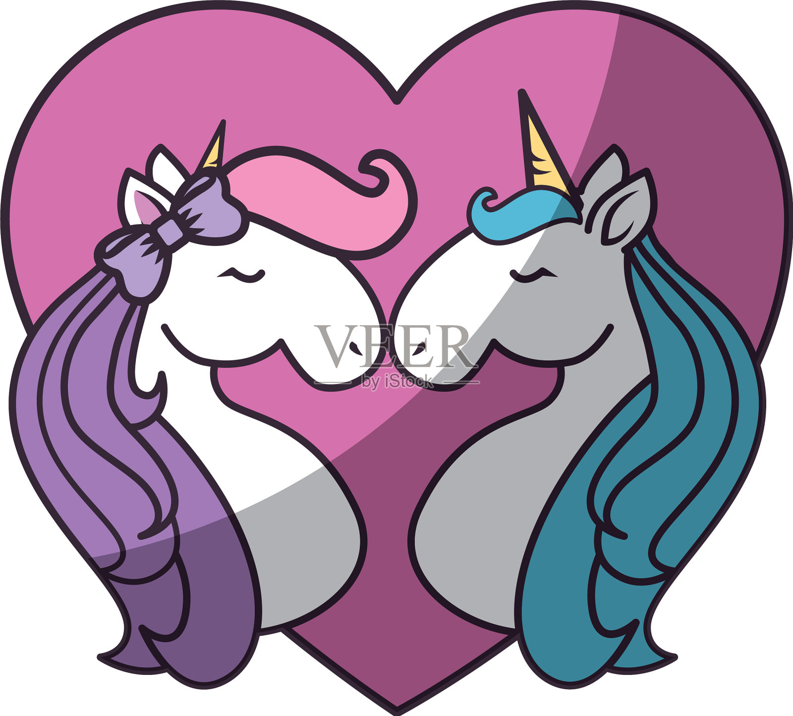 可爱的独角兽动画片插画图片素材