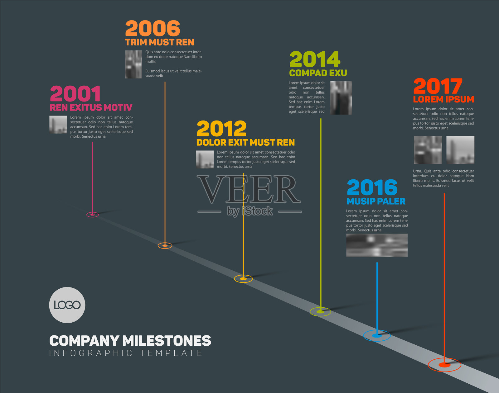 信息图时间线模板与指针和设计模板素材