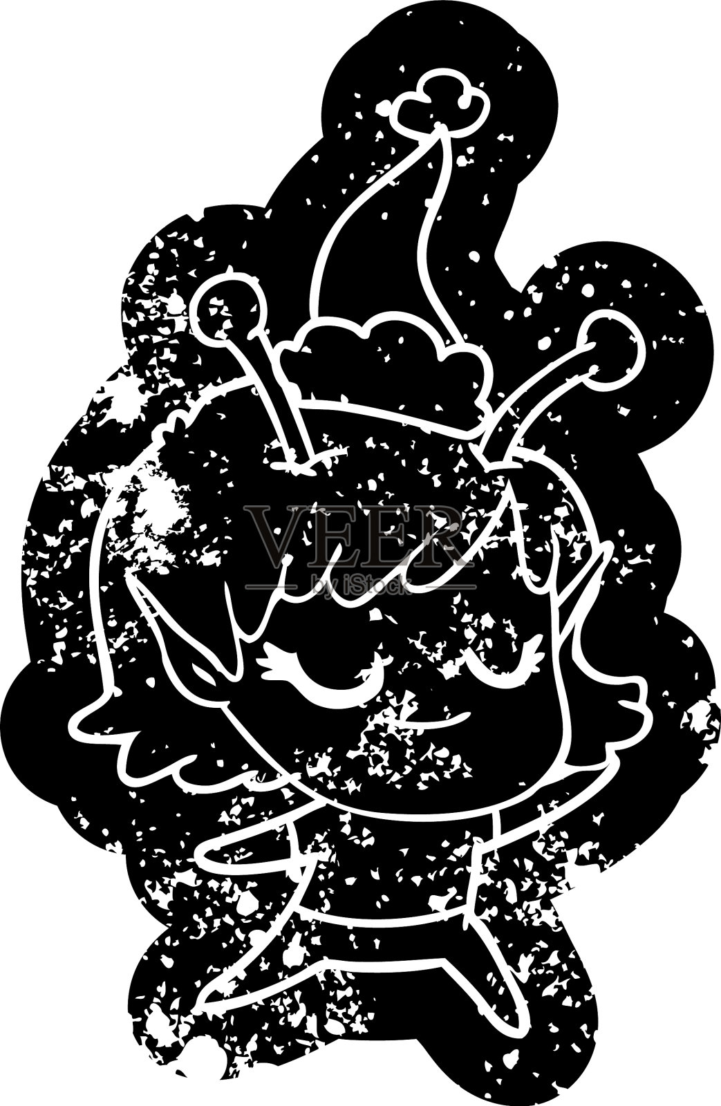 微笑的外星女孩卡通心疼图标的一个设计元素图片