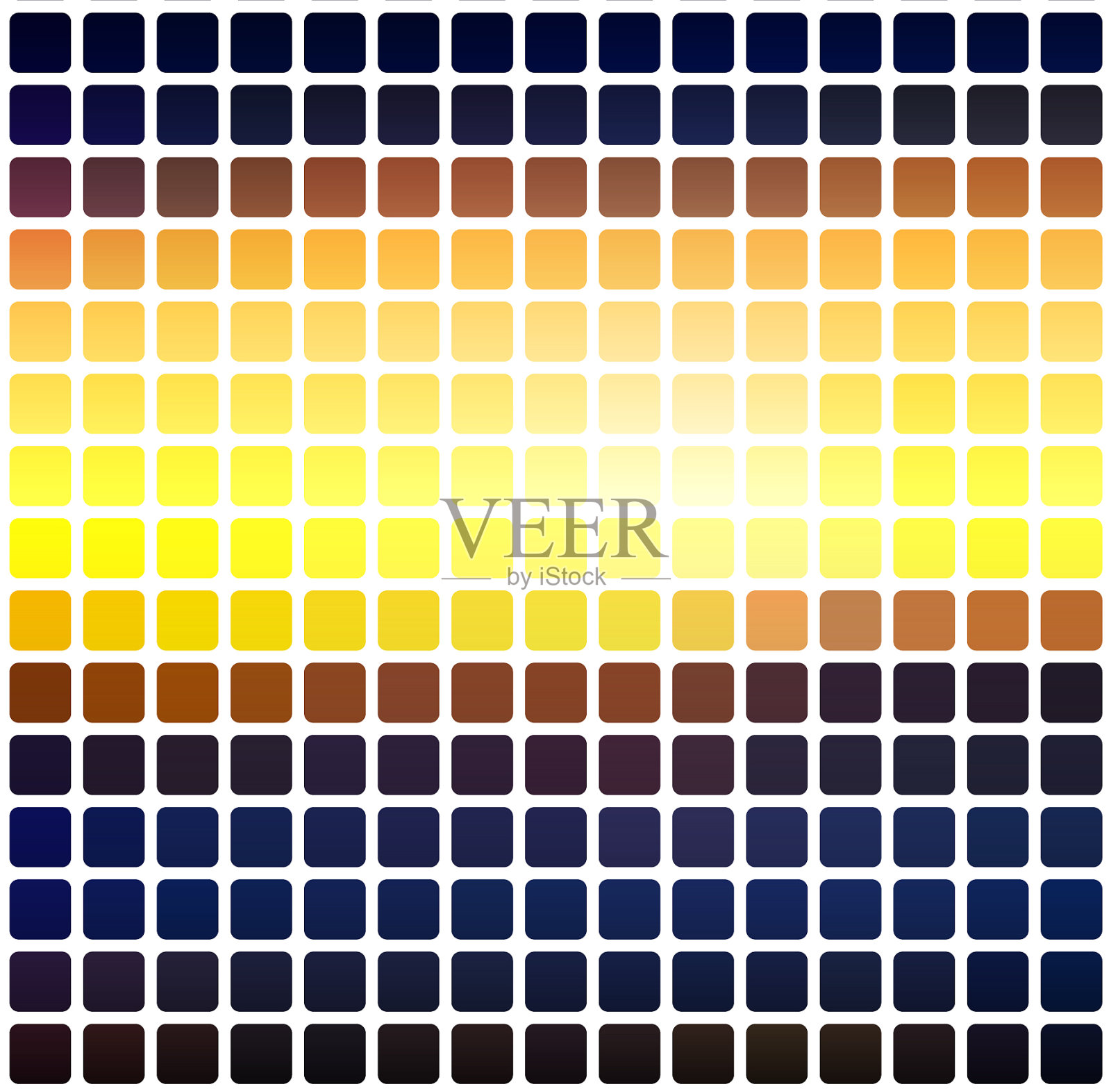 蓝色黄色橙色黑色圆形马赛克插画图片素材