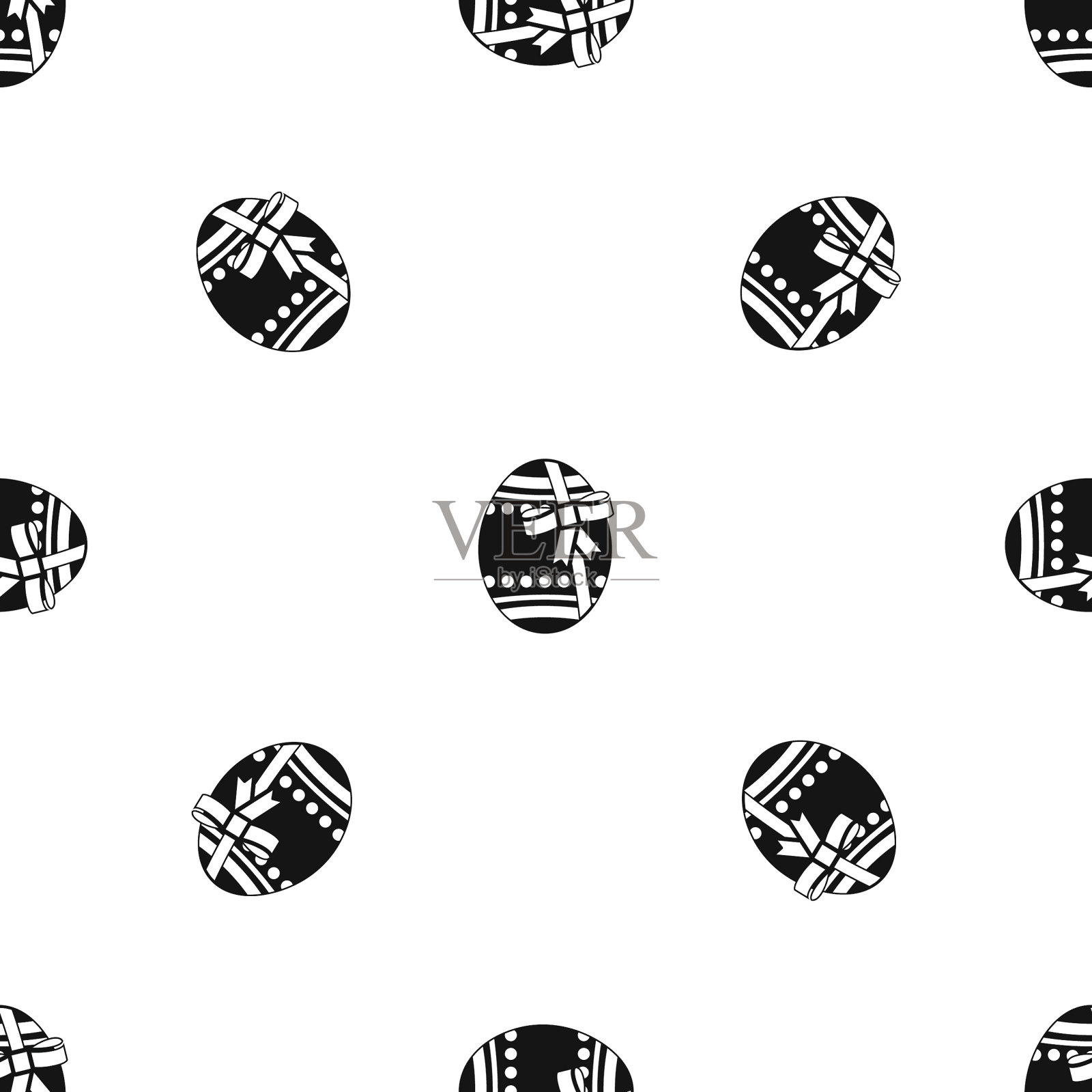 大复活节蛋图案无缝黑色插画图片素材