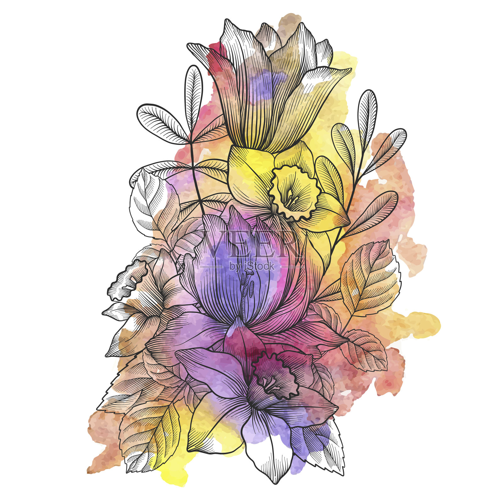 古董花组成设计元素图片