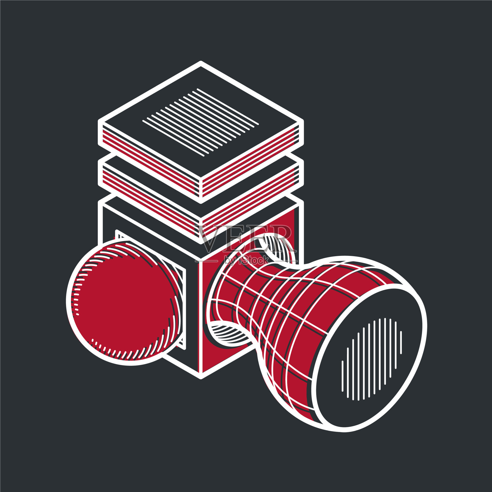 三维设计抽象立体立方体形状插画图片素材