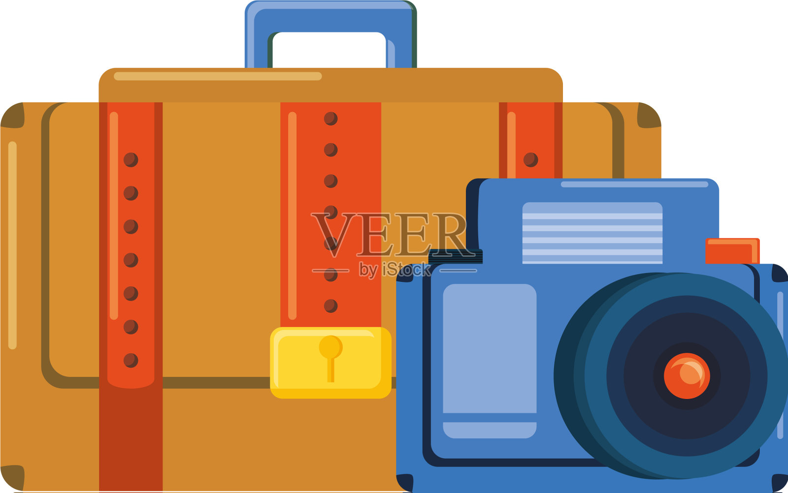 带相机的旅行箱图标素材