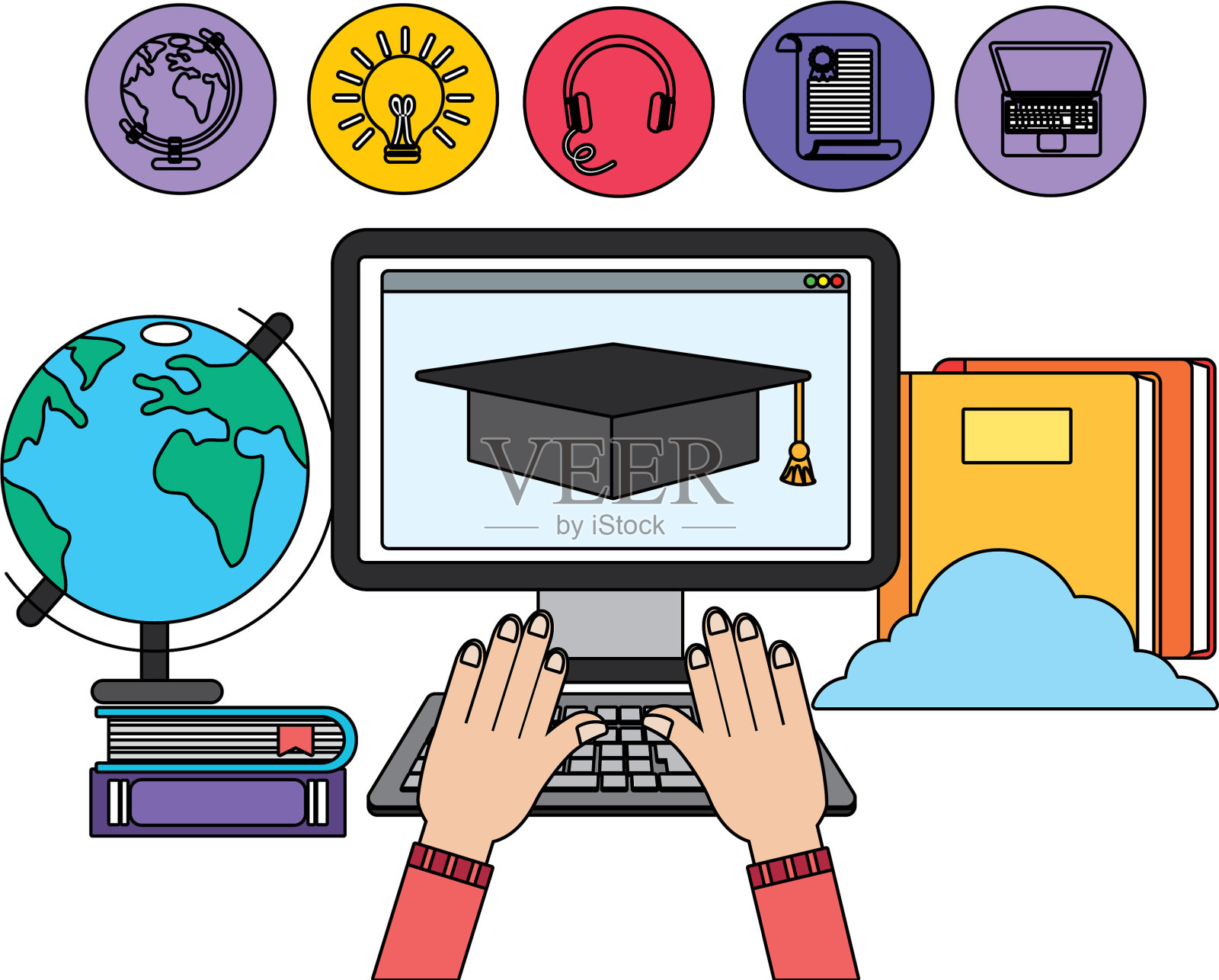 在线教育卡通插画图片素材