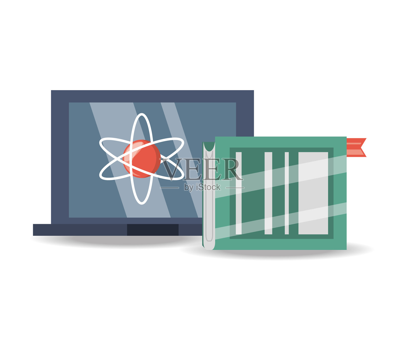 笔记本学习和书本教育学习插画图片素材