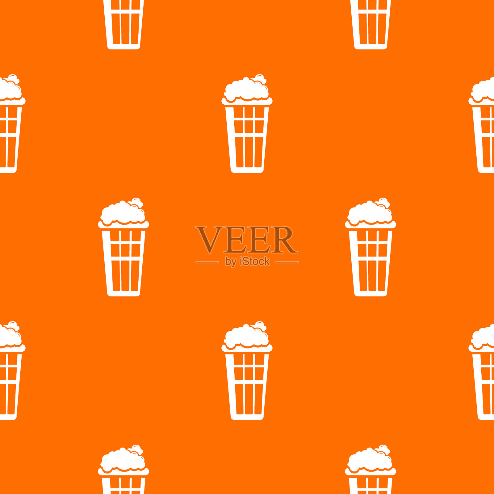 爆米花盒图案橙插画图片素材