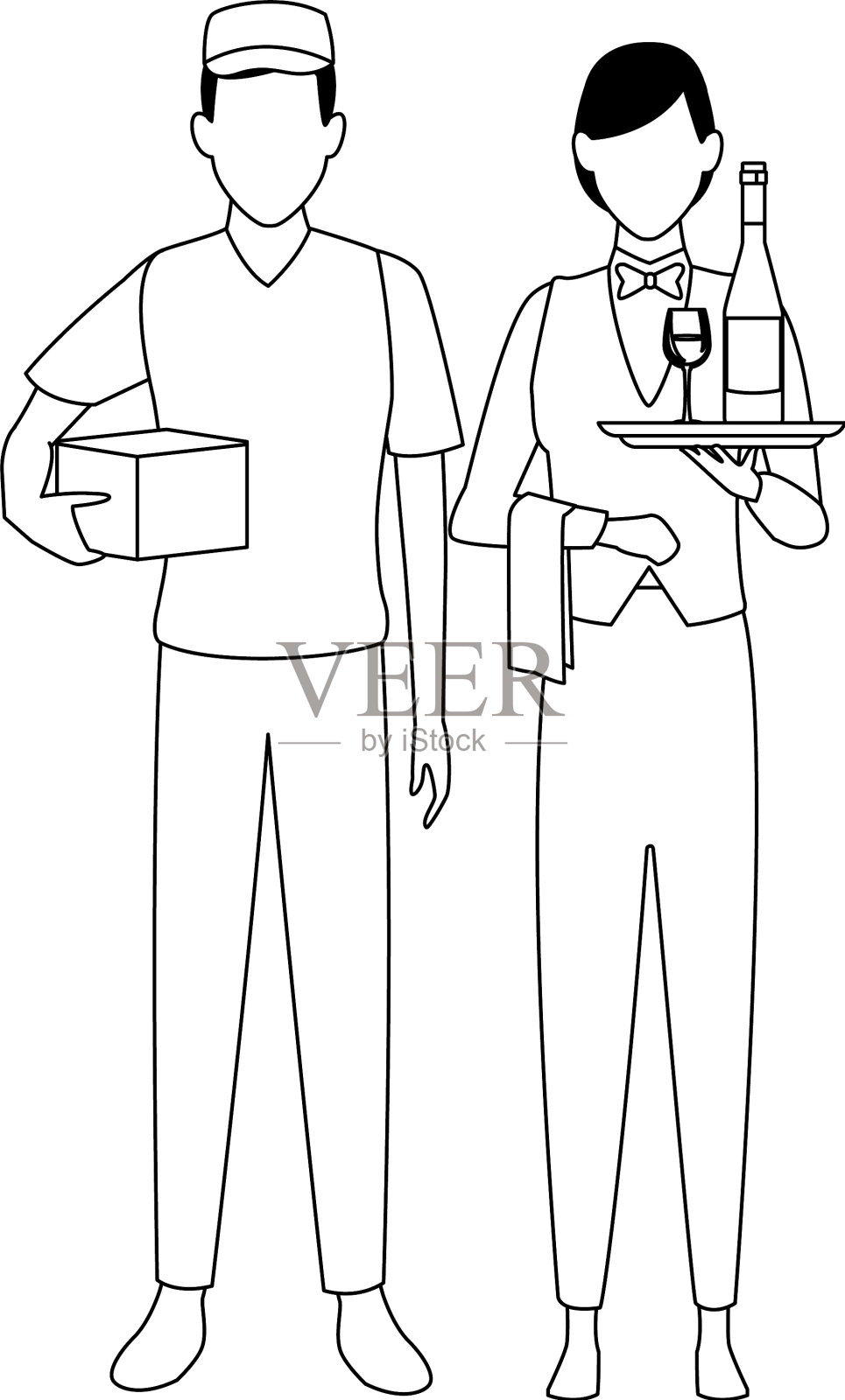 黑白的工作和职业化身插画图片素材