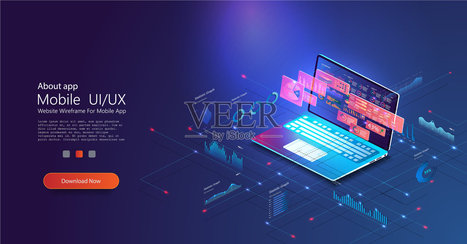 在线统计和数据分析数字货币插画图片素材