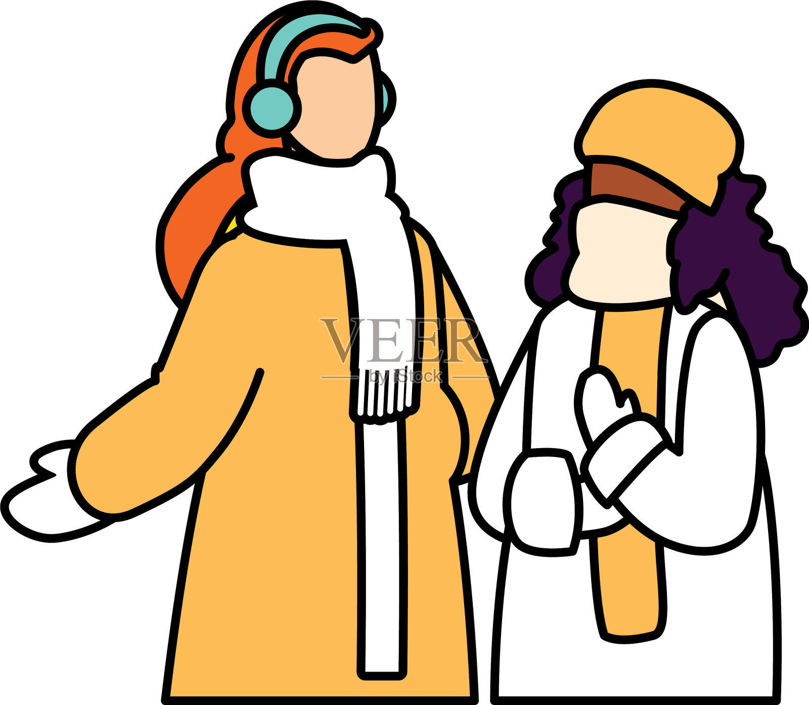 在白色背景上穿着冬装的女人设计元素图片