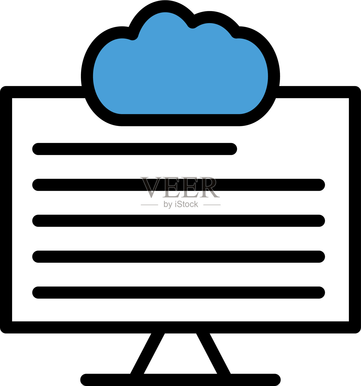 笔记本电脑与云显示图标图标素材