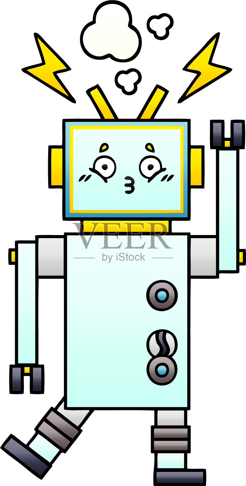 渐变阴影卡通机器人设计元素图片