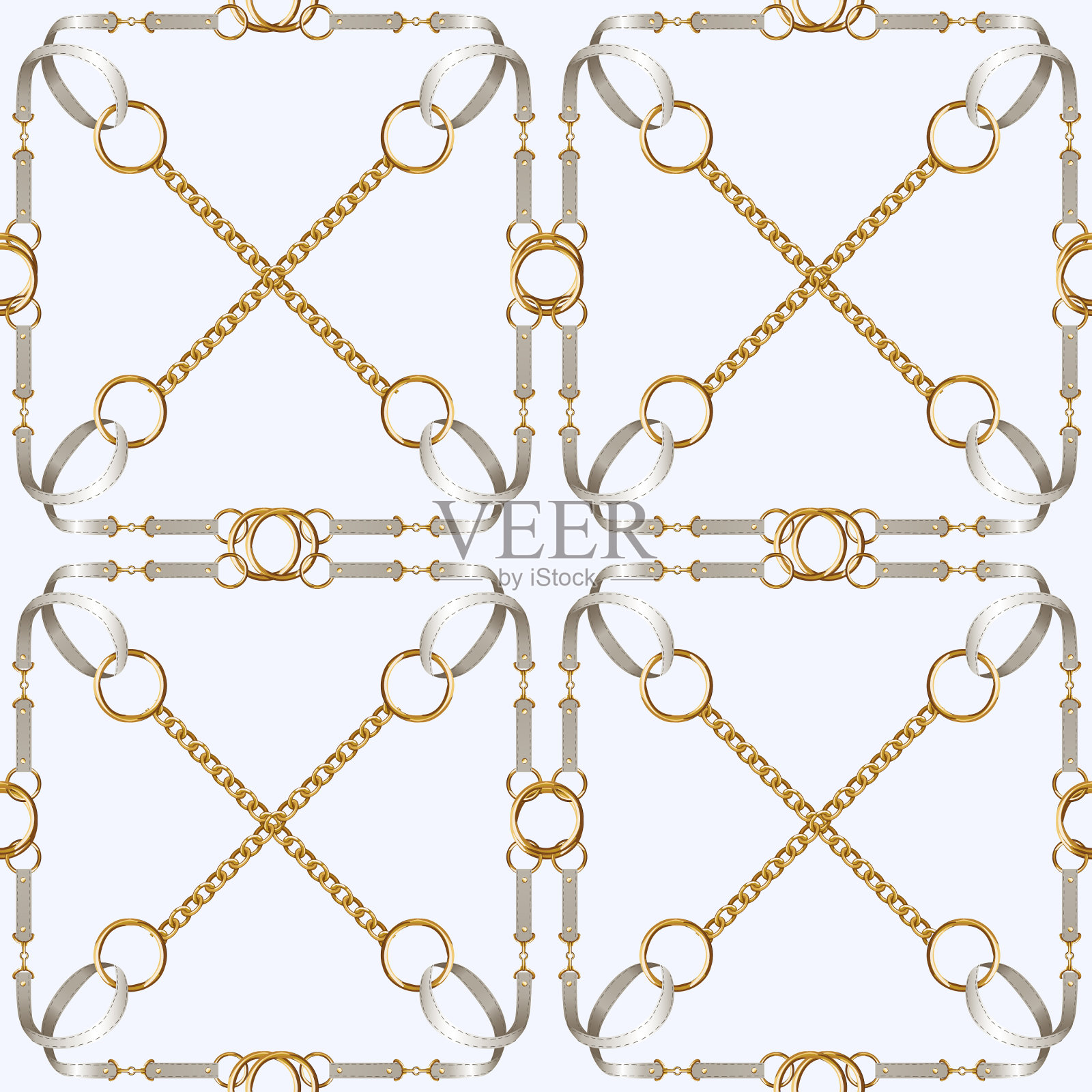 无缝图案带，链和编织插画图片素材