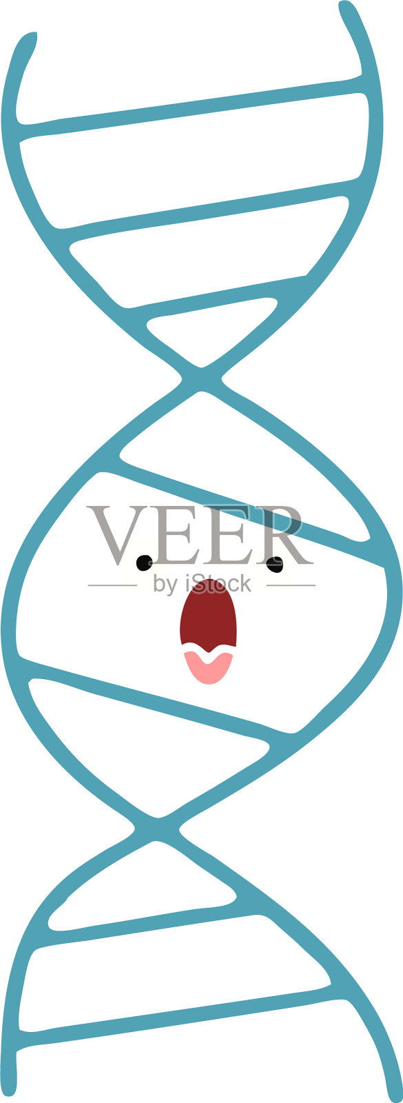 单色复古卡通DNA链设计元素图片