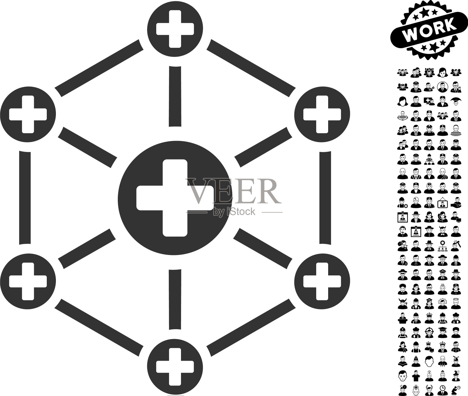 医疗网络图标与专业奖金插画图片素材