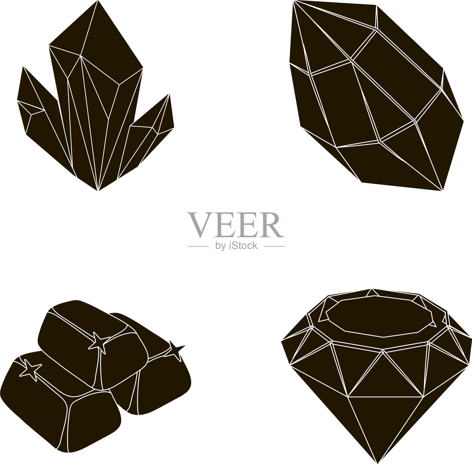 晶体矿物金条珍贵的矿物插画图片素材