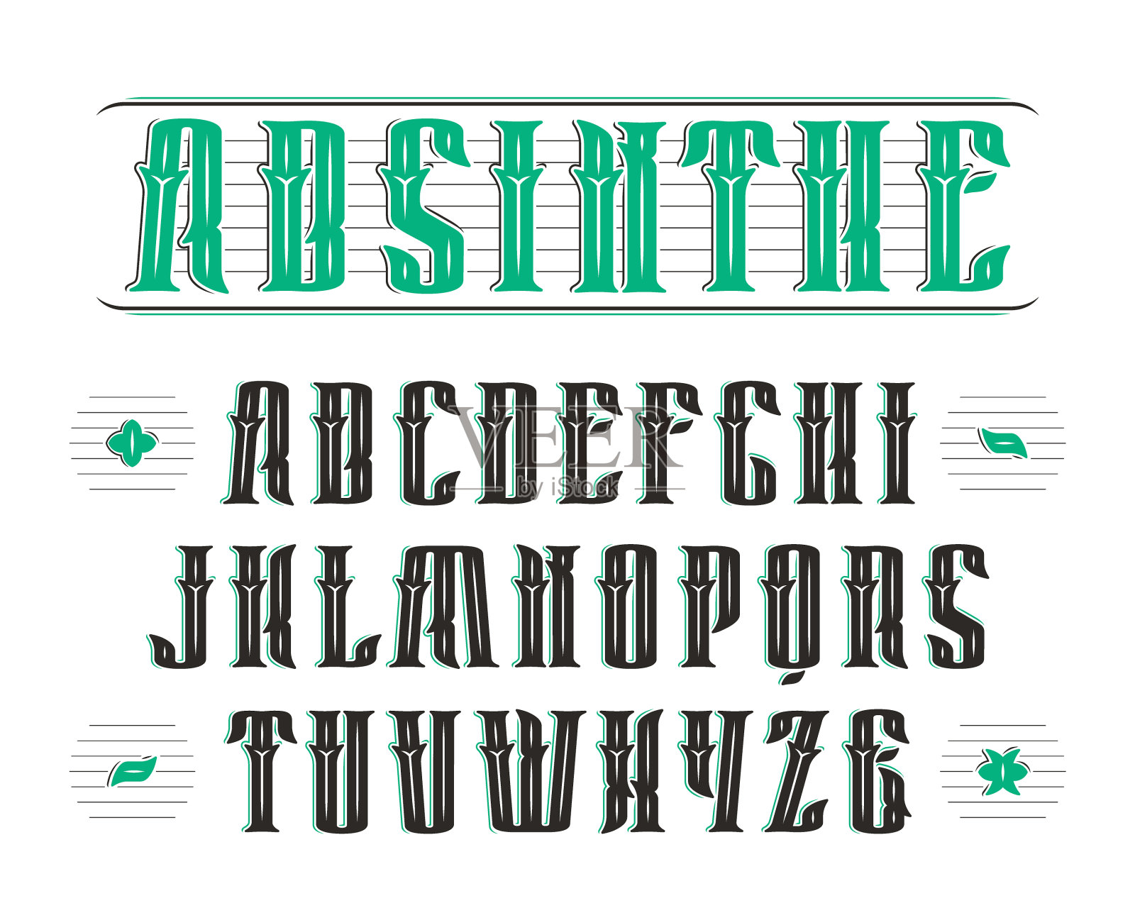 带装饰的复古衬线字体设计元素图片