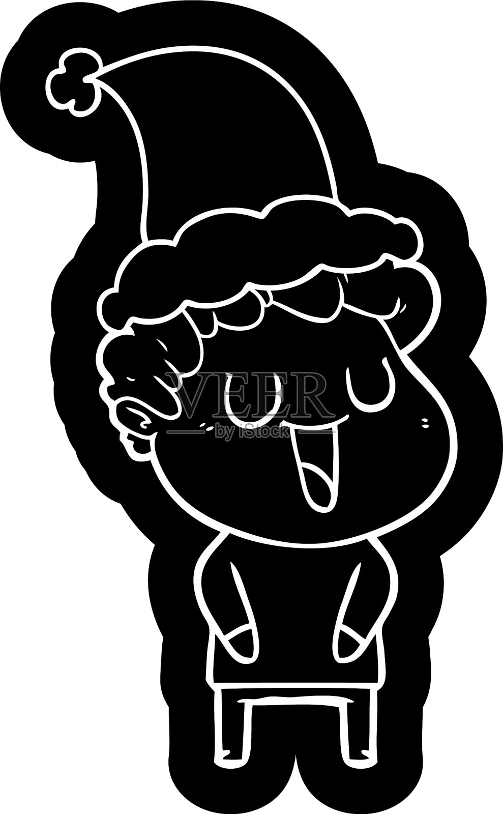 一个戴着圣诞老人帽子的笑的卡通人物设计元素图片