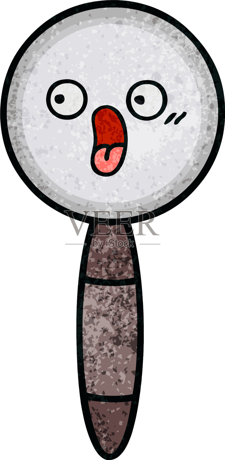 复古grunge纹理卡通放大镜插画图片素材