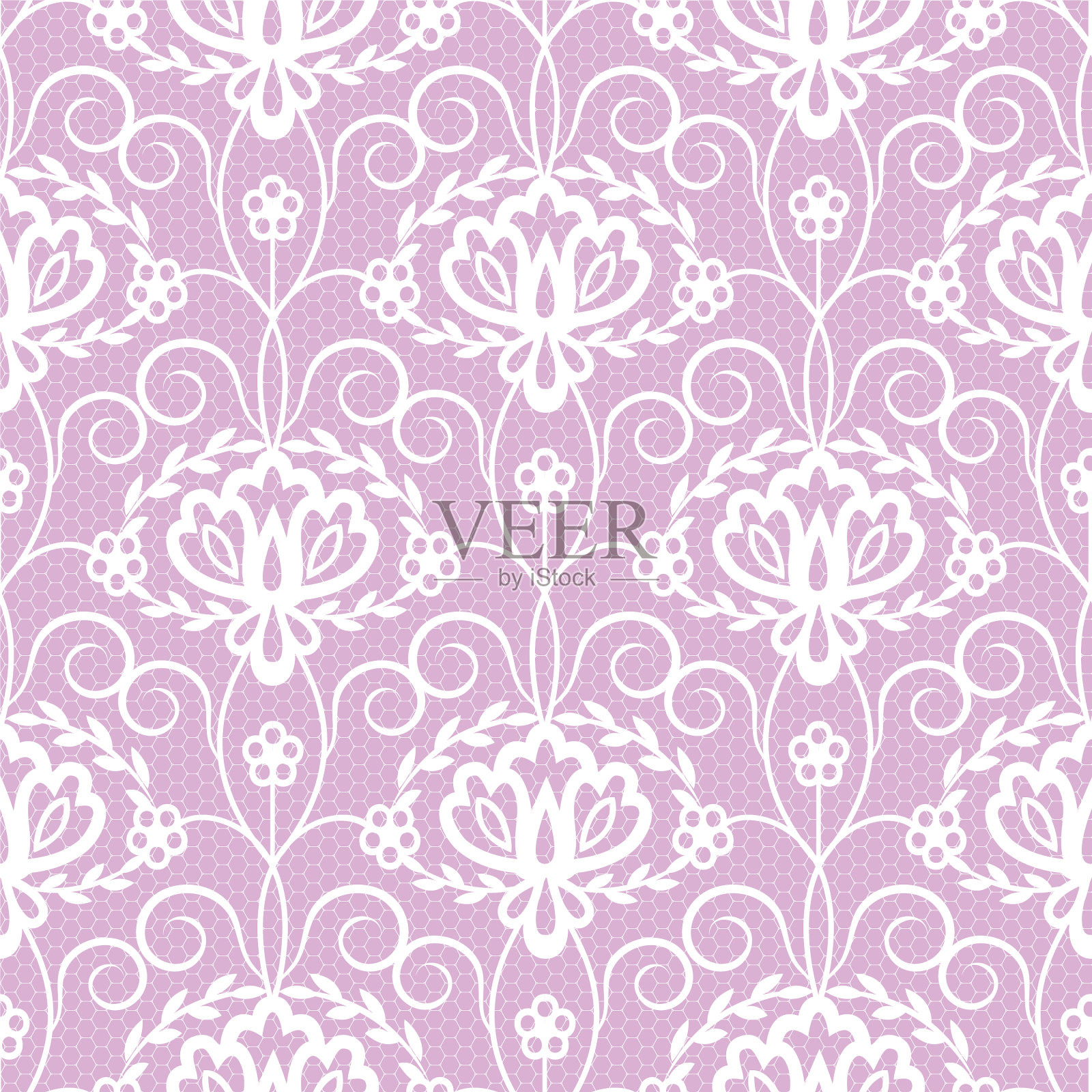 无缝的白色花边插画图片素材