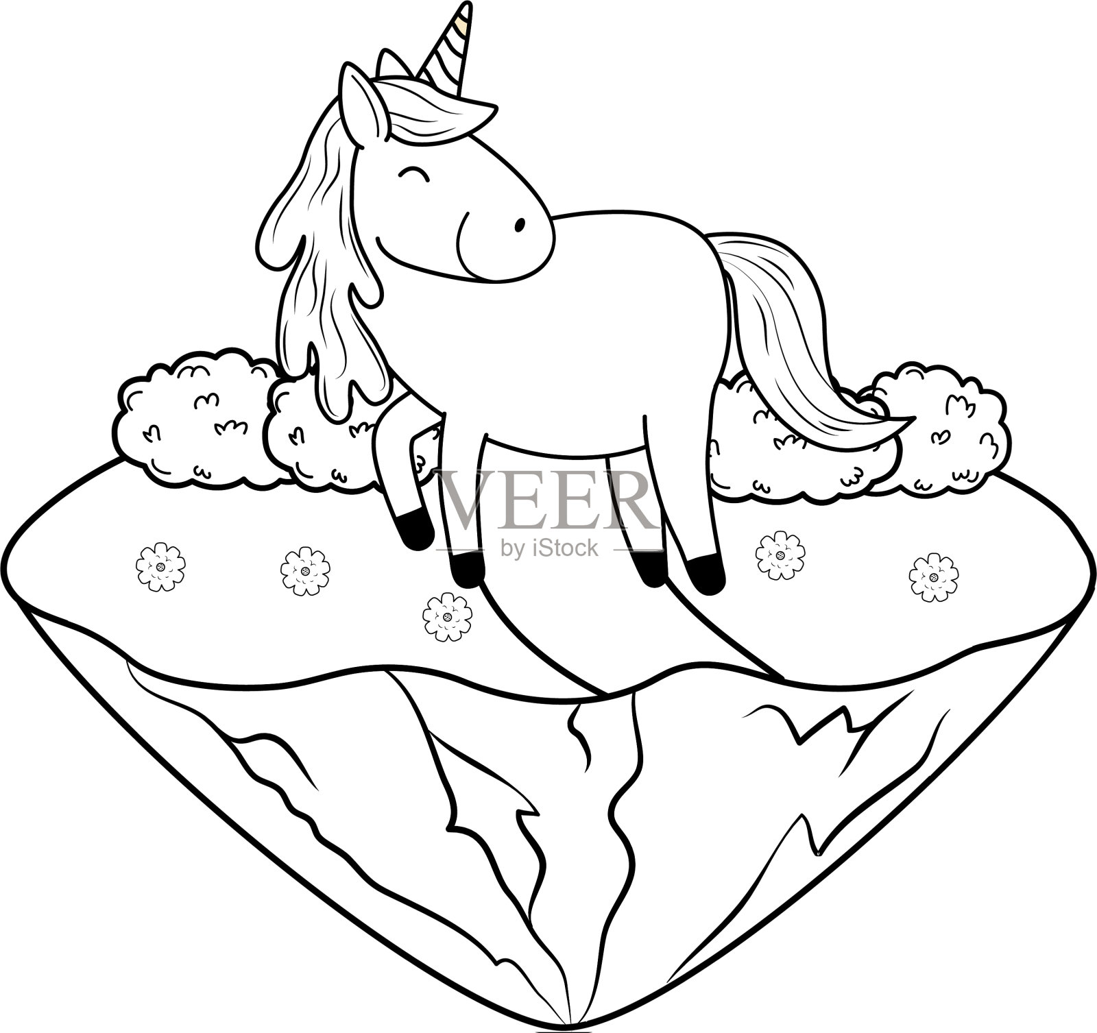 可爱的童话麒麟在风景设计元素图片