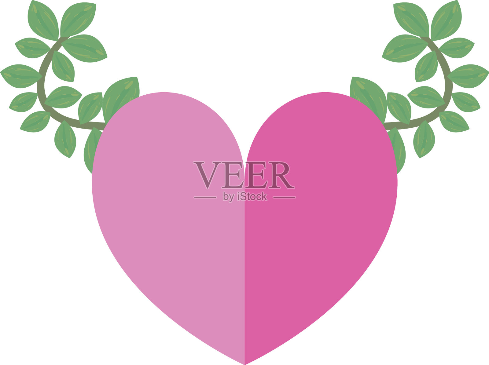 爱情浪漫的心叶插画图片素材