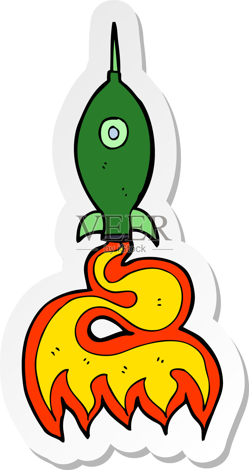 卡通太空火箭的贴纸设计元素图片