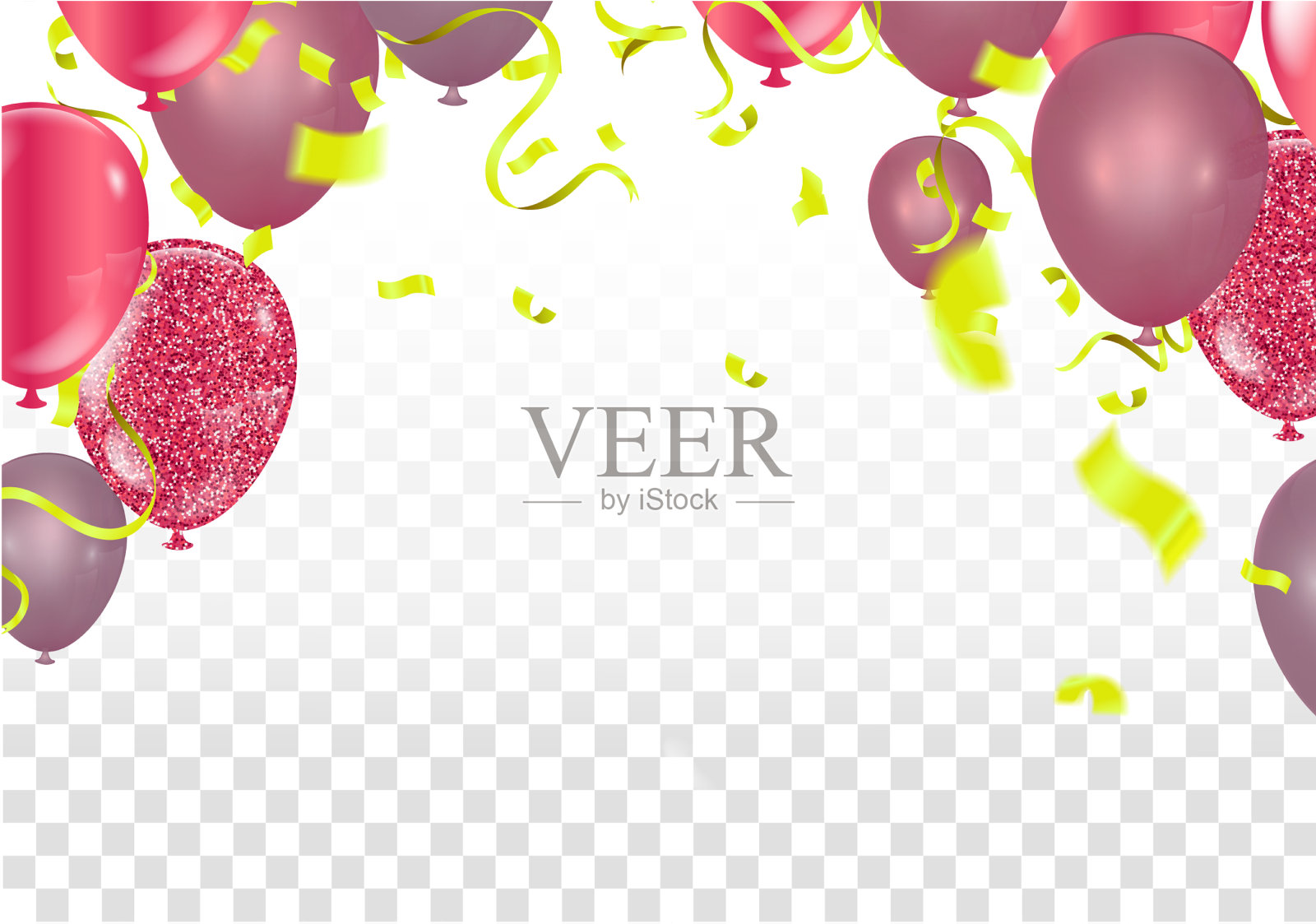 节日贺卡上挂着放飞的气球插画图片素材