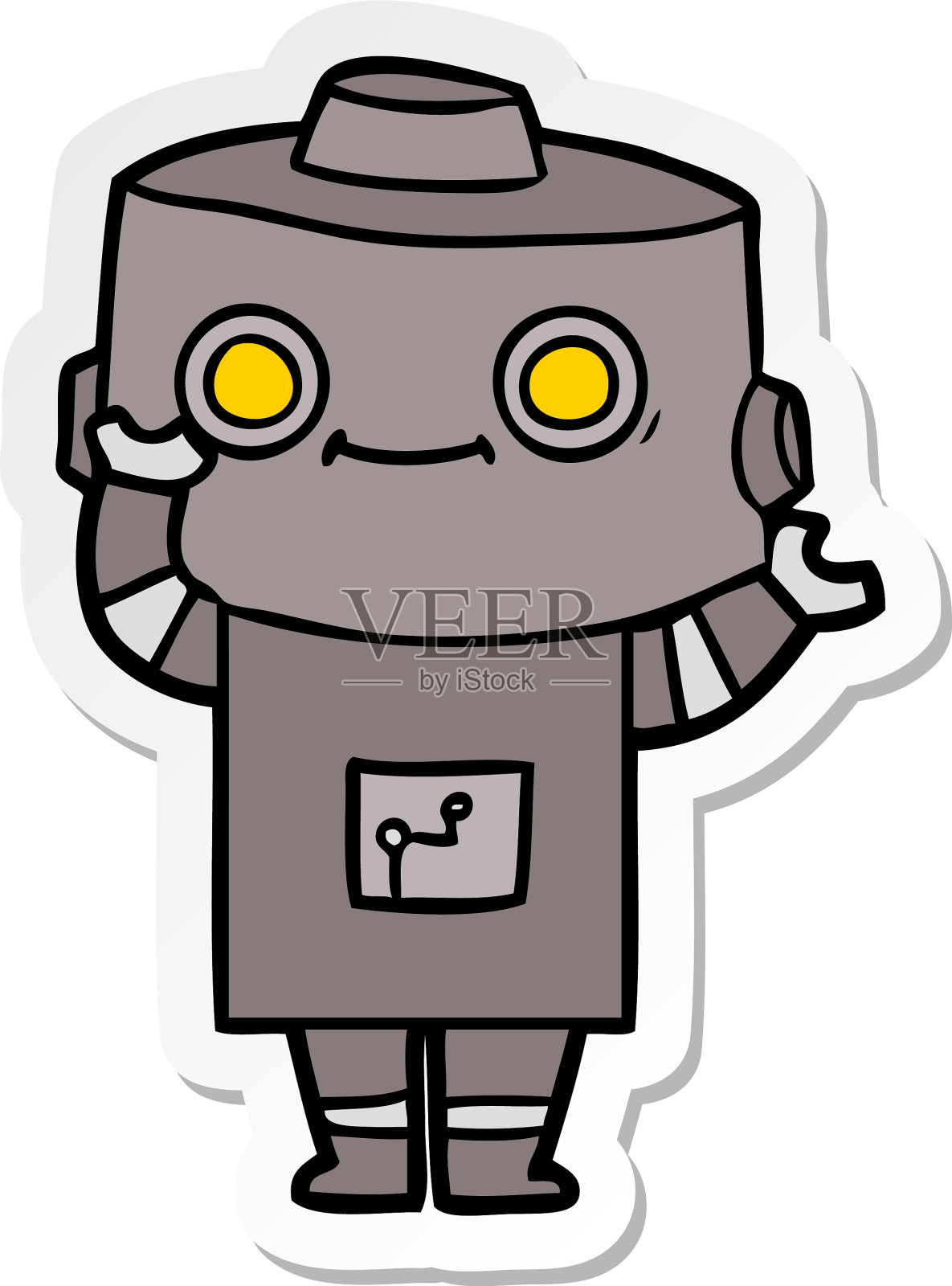 卡通机器人贴纸设计元素图片