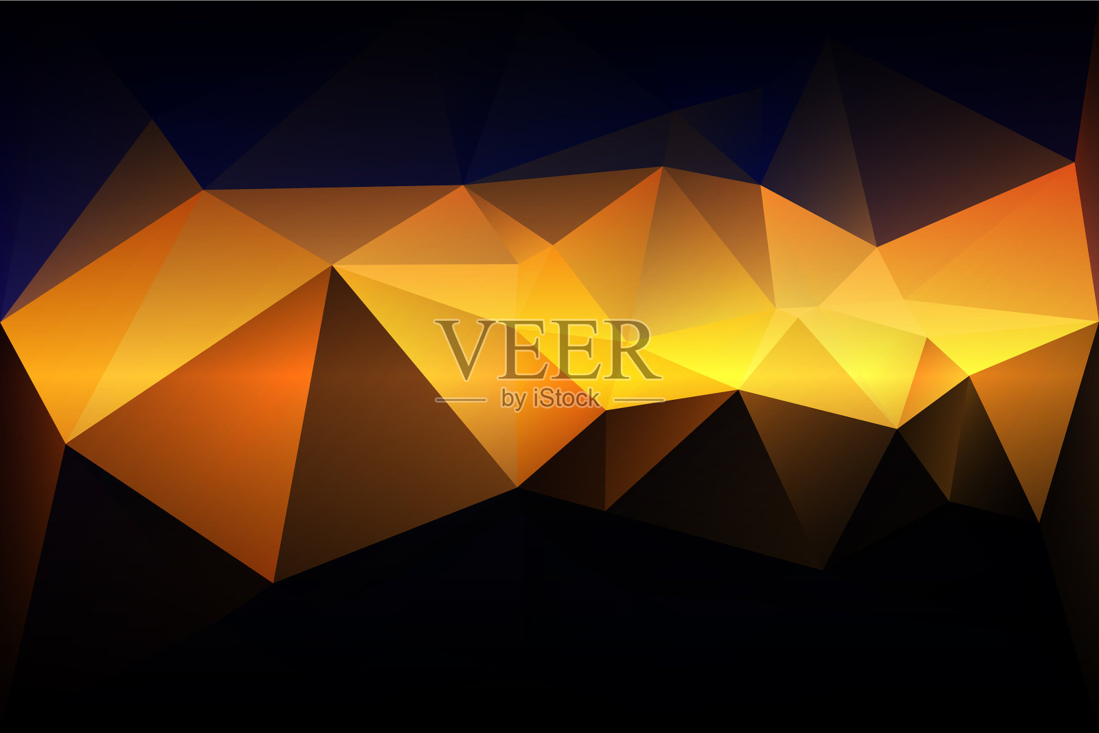 蓝色，黄色，橙色，黑色低聚背景插画图片素材