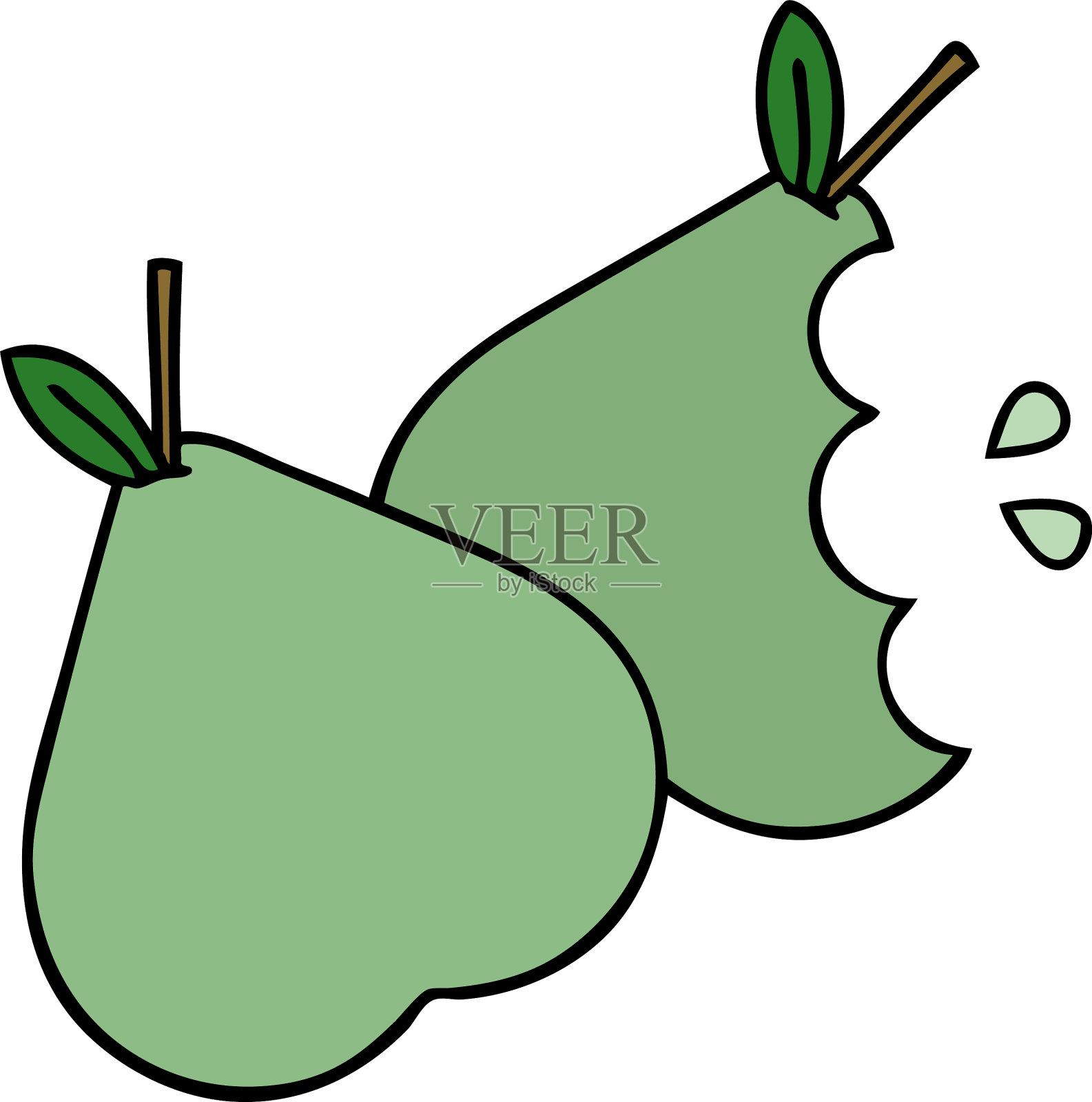 可爱卡通绿梨设计元素图片