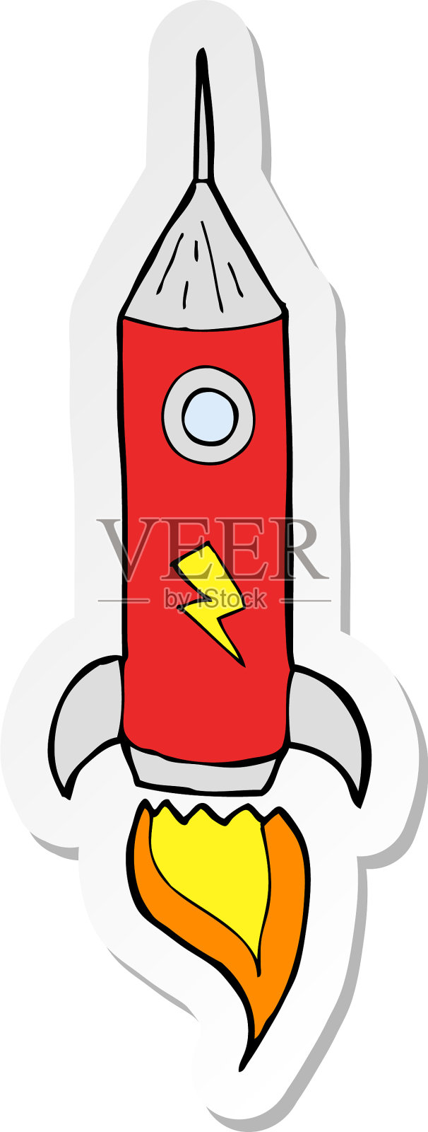 卡通太空火箭的贴纸设计元素图片