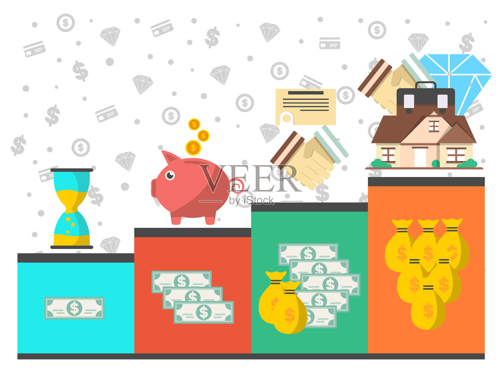 证券投资理念在平面设计中插画图片素材