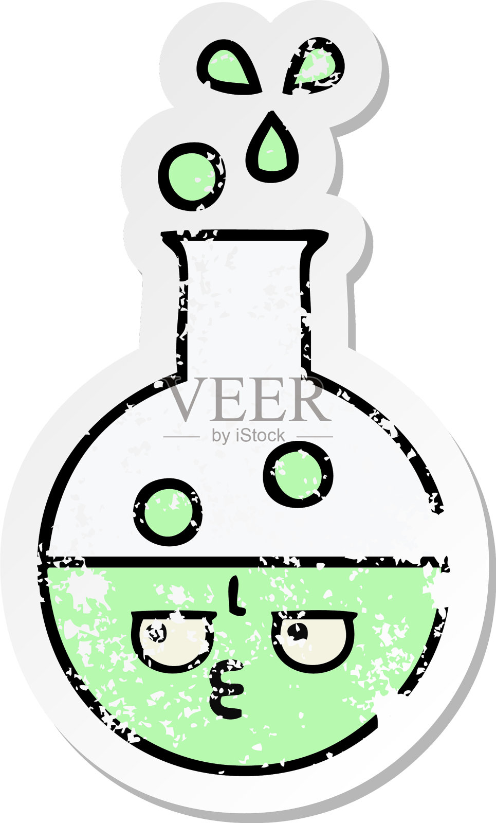 一个可爱的卡通试管的苦恼贴纸设计元素图片