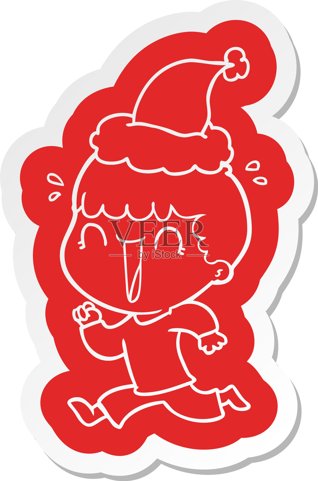 一个男人穿着圣诞老人的搞笑卡通贴纸设计元素图片