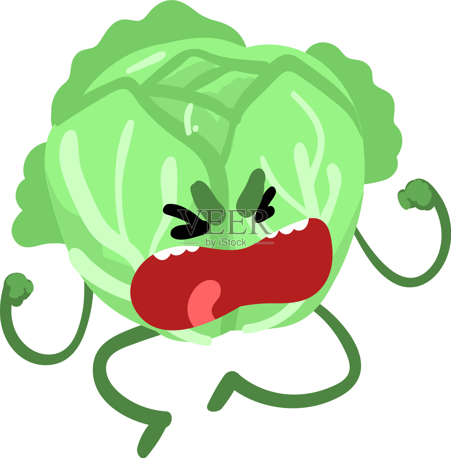 脾气暴躁的垃圾可爱的蔬菜性格与滑稽设计元素图片