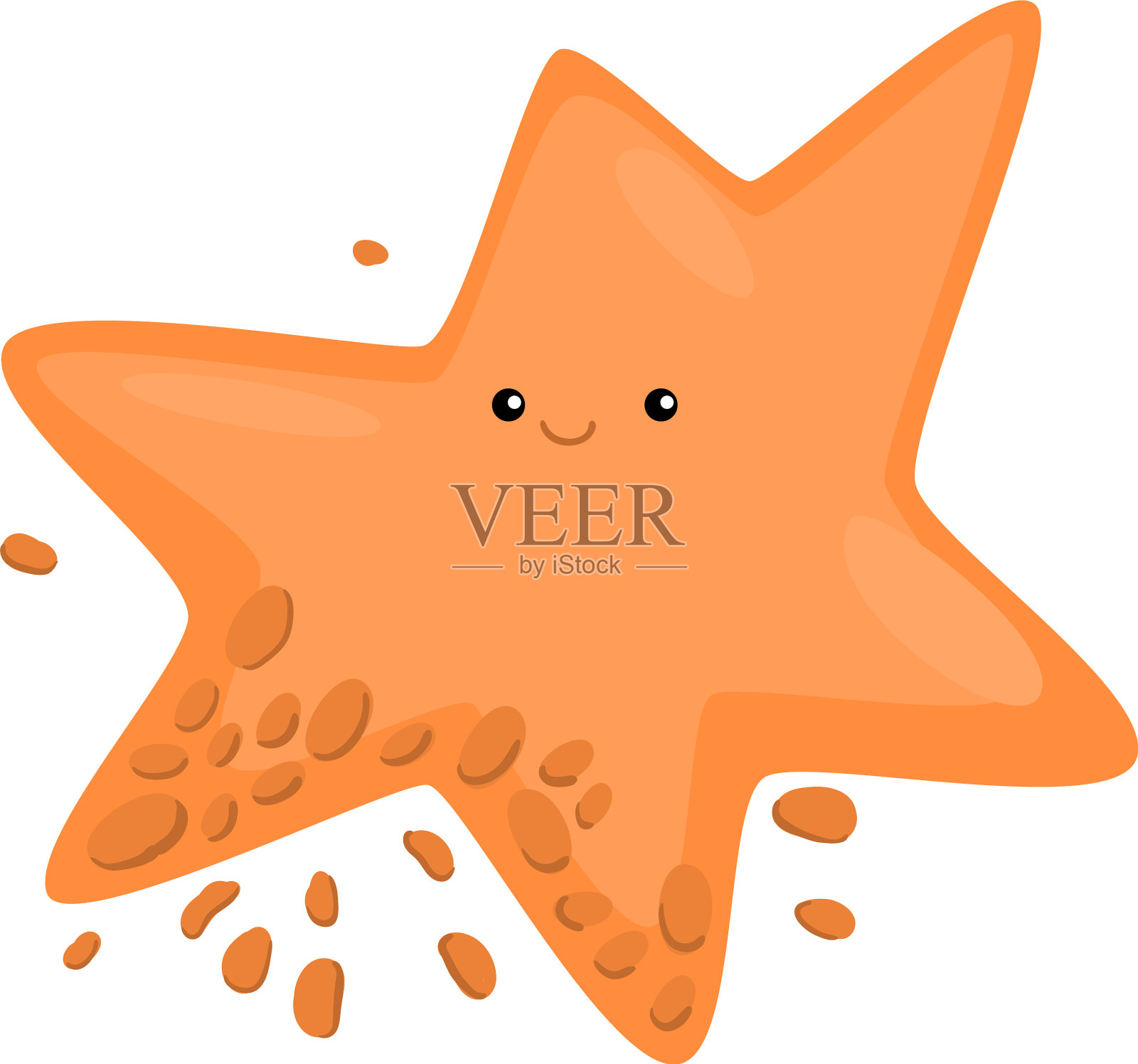 星形橙色细菌或病毒滴设计元素图片