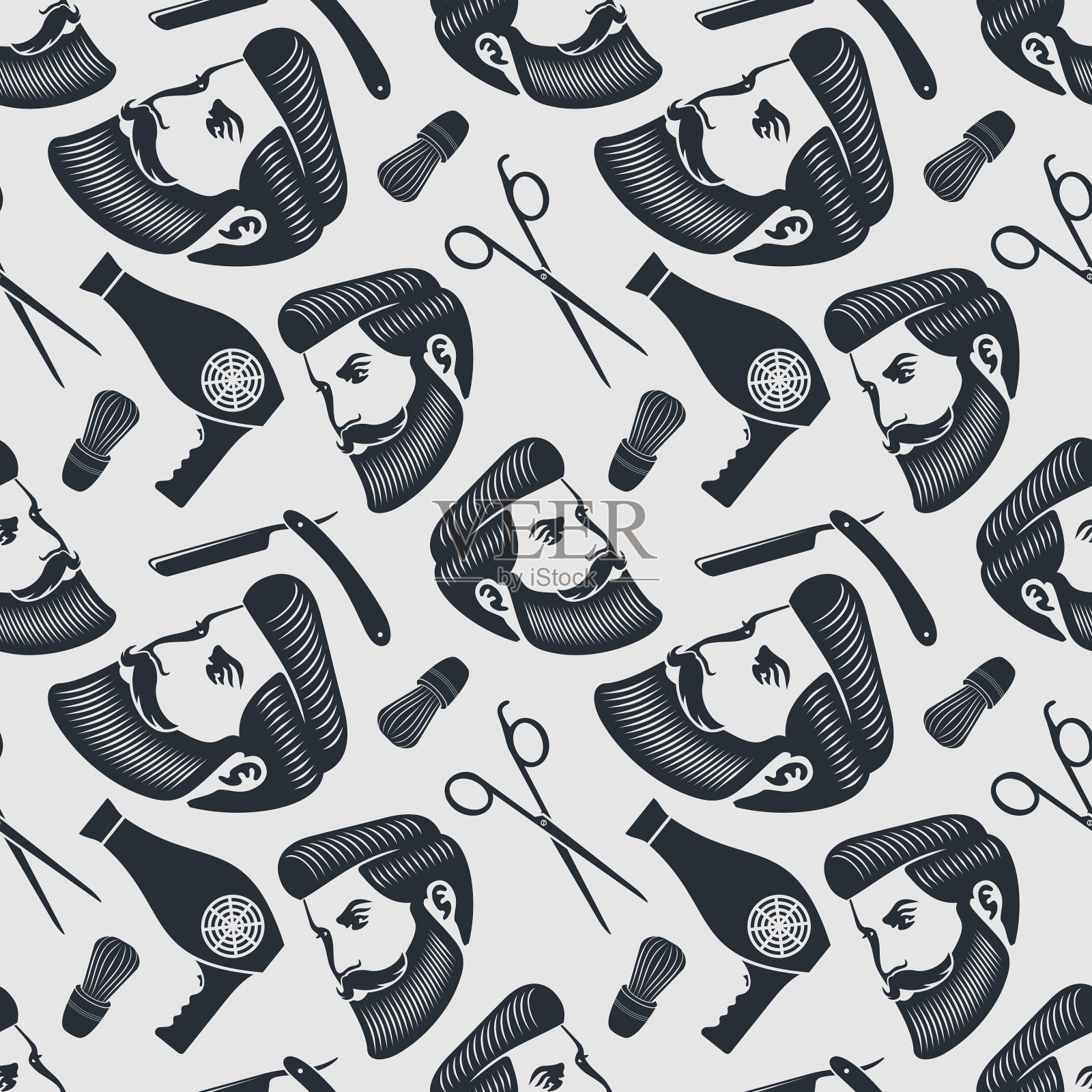 理发店背景无缝图案插画图片素材