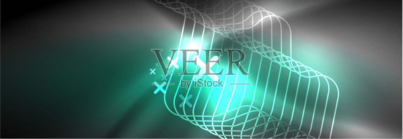 发光的霓虹灯抽象线条技术未来插画图片素材